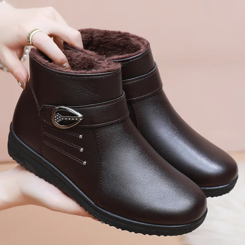 Soft Sole Women's Cotton Boots Plush Womens Snow Boots Zip Waterproof Ankle Boots Non Slip Keep Warm Women Shoes Winter Zapatos