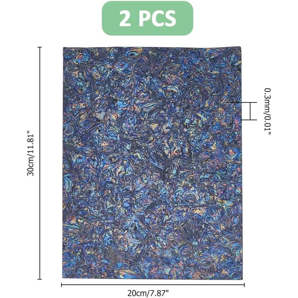 11.8x7.87 inch 2Pcs Abalone Shell Sticker Abalone Veneer Sheets Blue PVC Stickers Imitation Shells Stickers for Inlay Projects