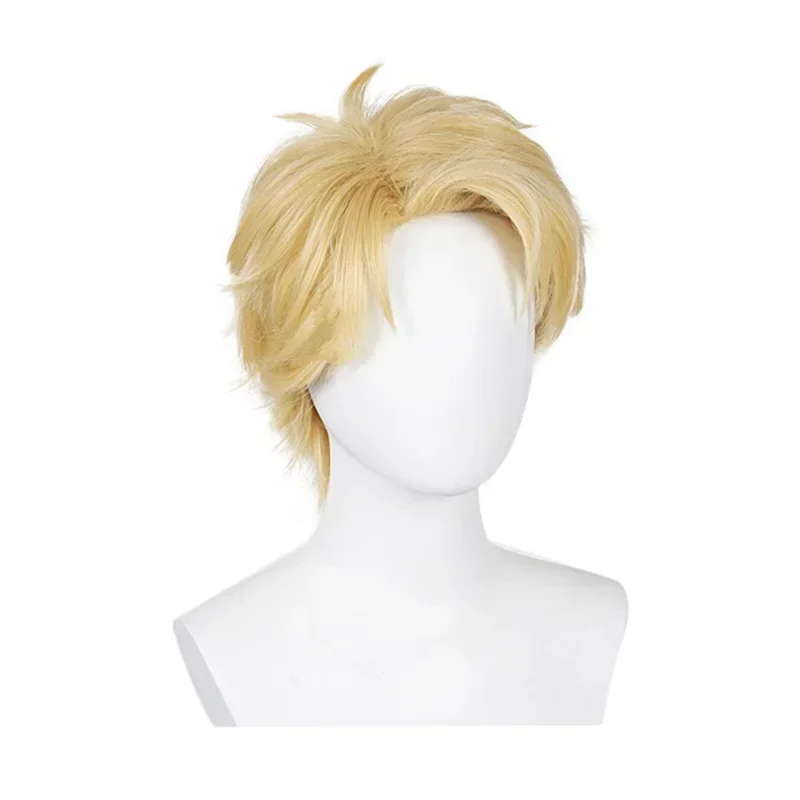 Men Short Straight Synthetic Wig Natural Blonde Brown Hair Wig for Anime Cosplay Party Daily Cosplay Anime Lolita Headpiece