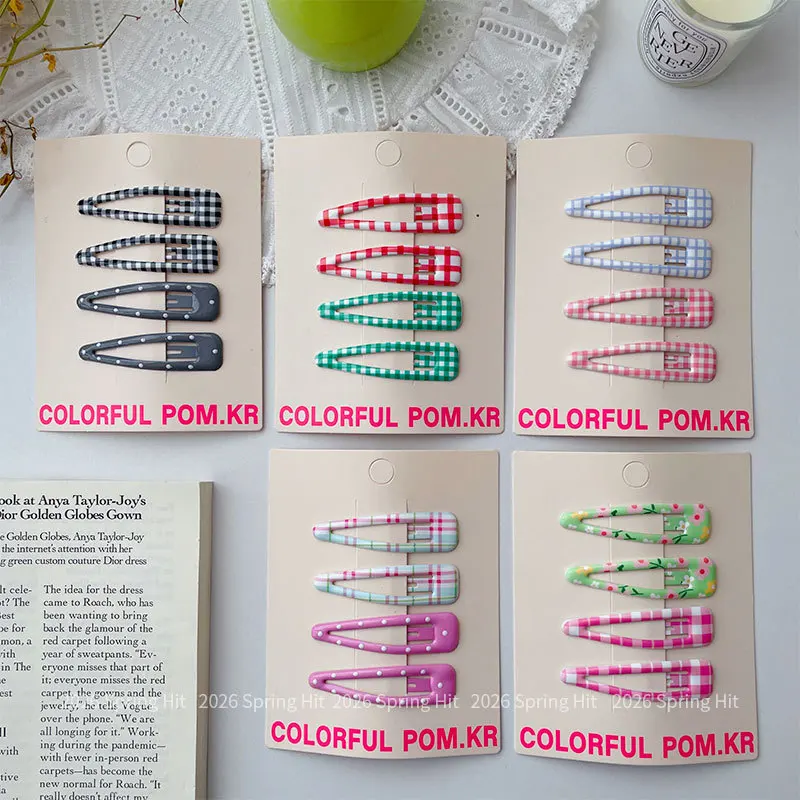 Candy Color Plaid Water Drop Hair Clip Basic Mini Side BB Pin for Infant Girls Cute Lightweight Non Slip Everyday Accessories