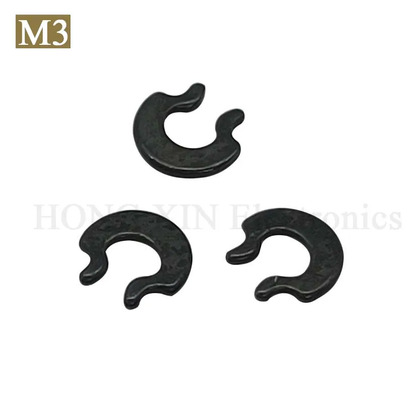 M3 C Clip Circlip Snap Ring Retaining Fastener Hardware Alloy Steel Gourd Shape 65Mn 100pcs