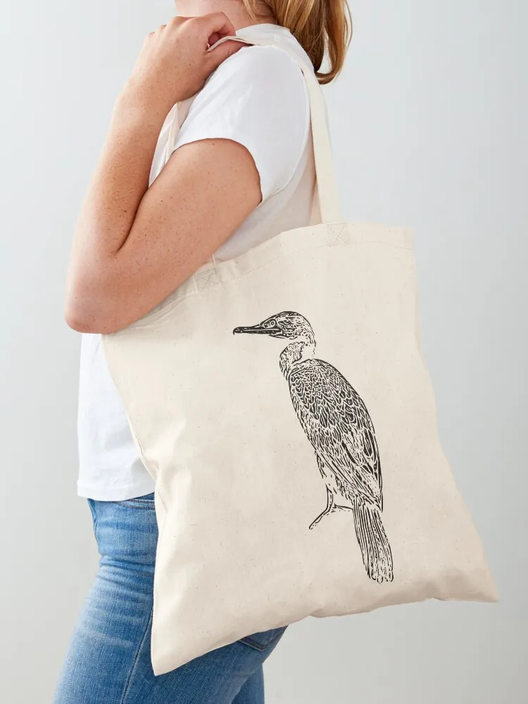

Black Print of a Double-crested Cormorant Tote Bag shopper bag women bag for beach shopping logo free delivery bags