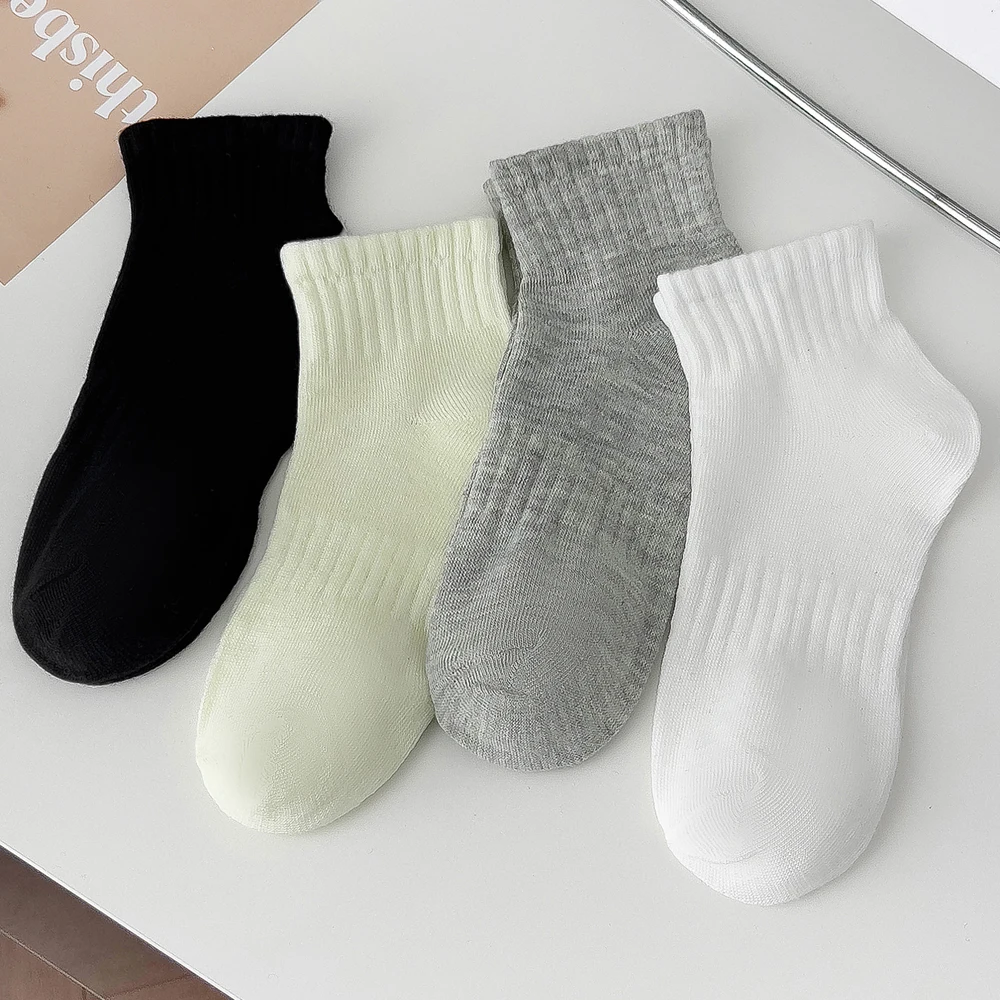 

4 пары однотонных женских спортивных носков унисекс с узором для пар, носки до щиколотки, весенне-летние праздничные подарки