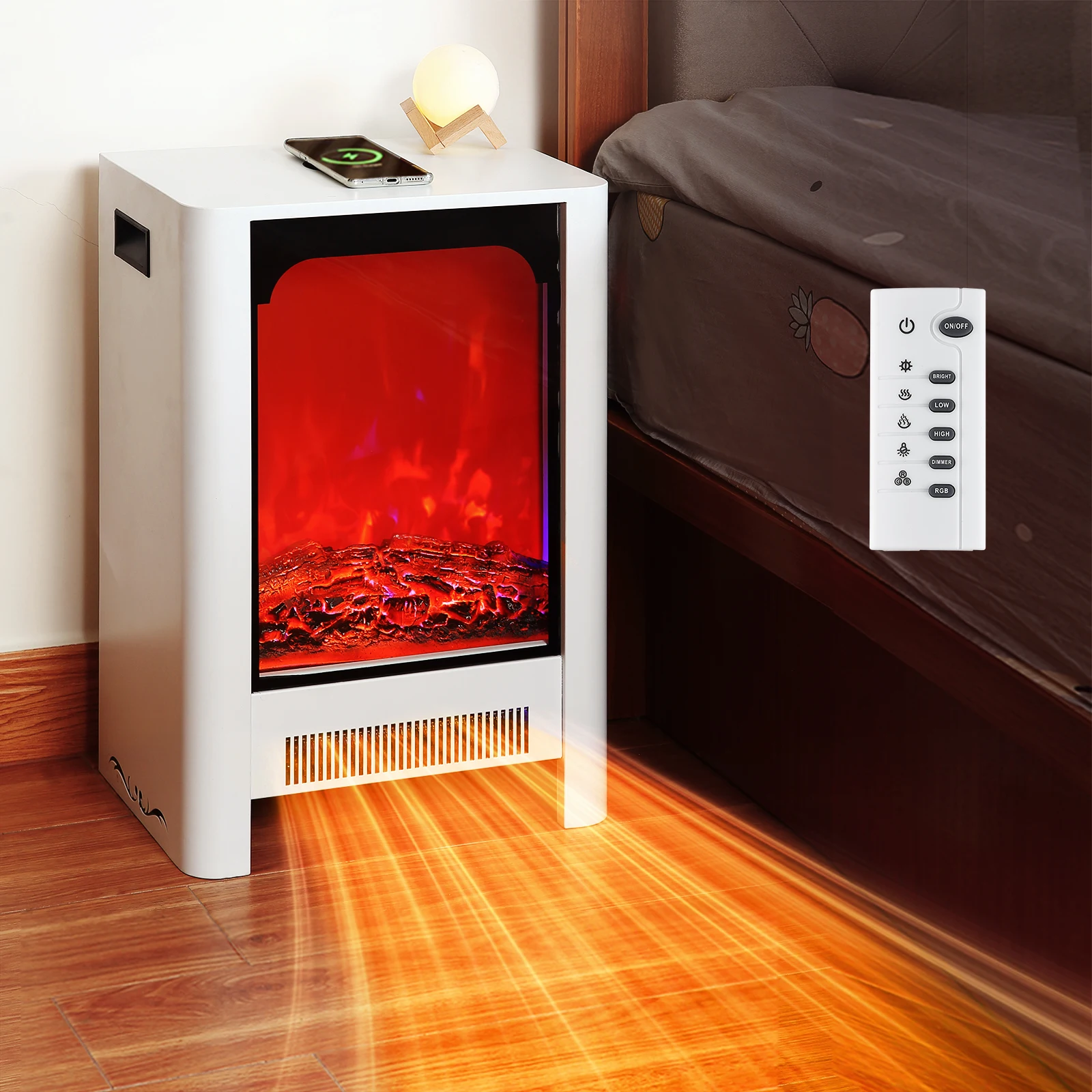 Freestanding Smart Desktop Electric Fireplace Stove Heater 3D Ifireplace Fast-Heating for Bedroom Use Indoor PTC Element