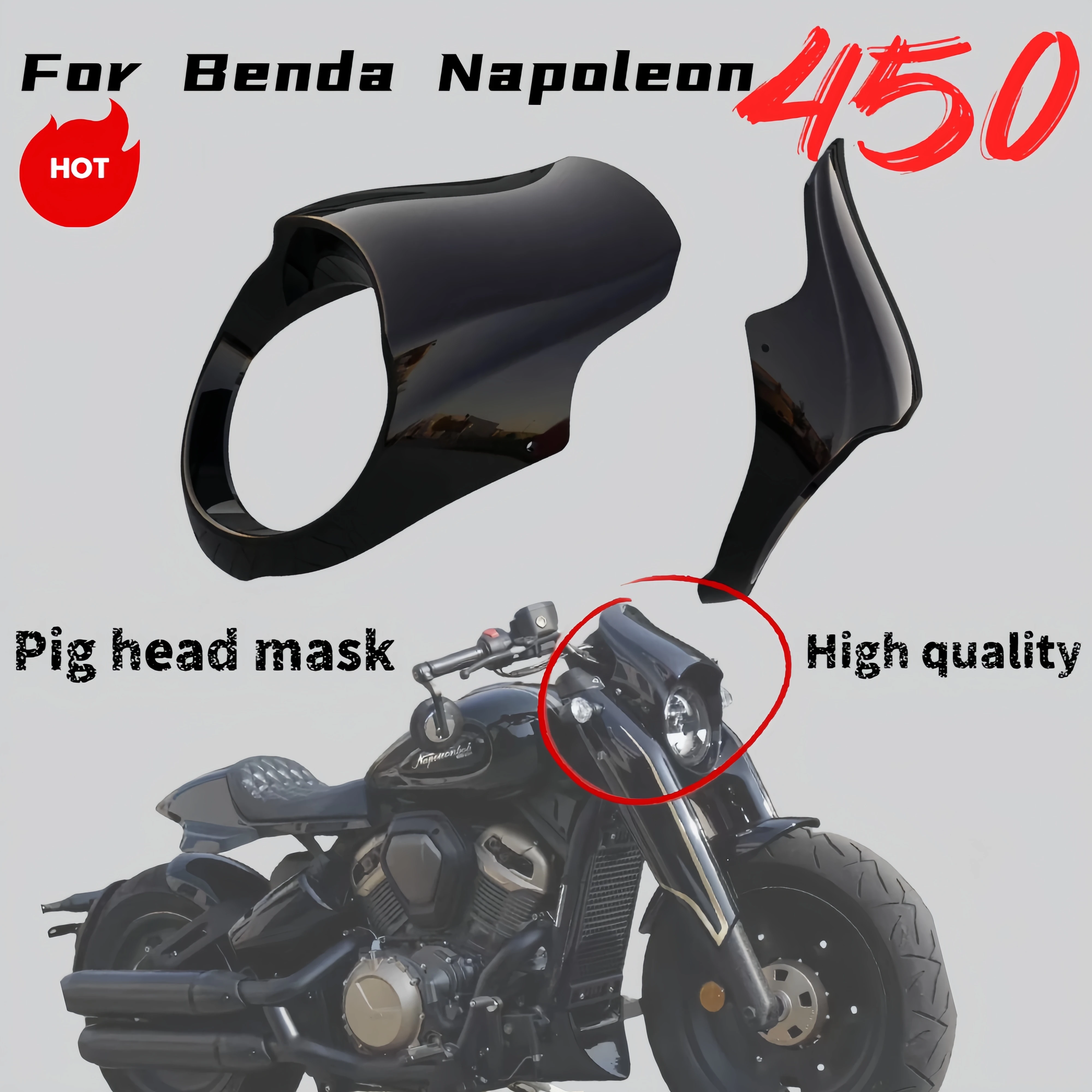 

For Benda BD Napoleon 450 modified pig head cover dedicated non-destructive headlight cover head cover decorative cover