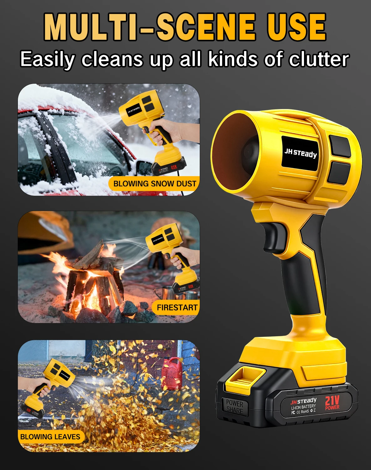 

Беспроводная ручная воздуходувка для листьев, 21 В, 4000 мАч, регулируемая скорость, мини-ручная воздуходувка, подходит для использования на газонах, патио, гаражях.