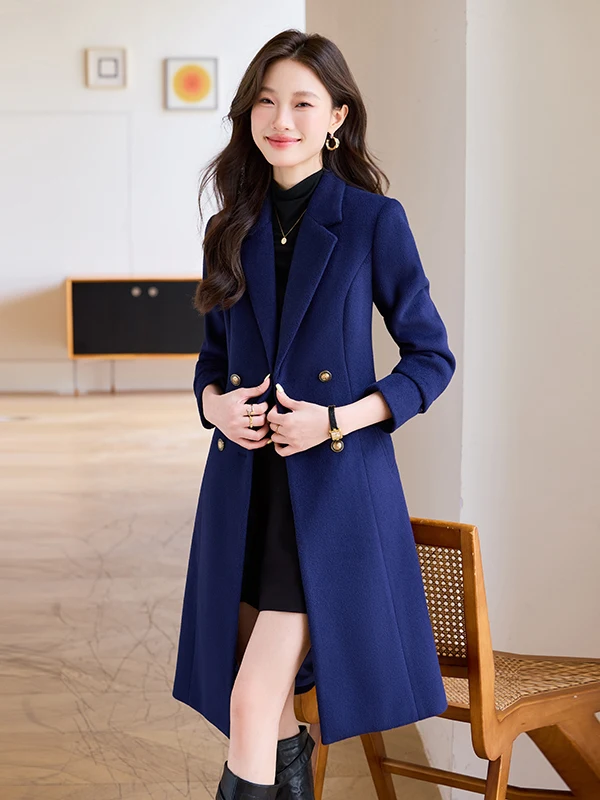 Women's Tweed Coat Slimming Waist Design Commute Professional High-End Feel Winter Fashion Outerwear Polyester Fiber