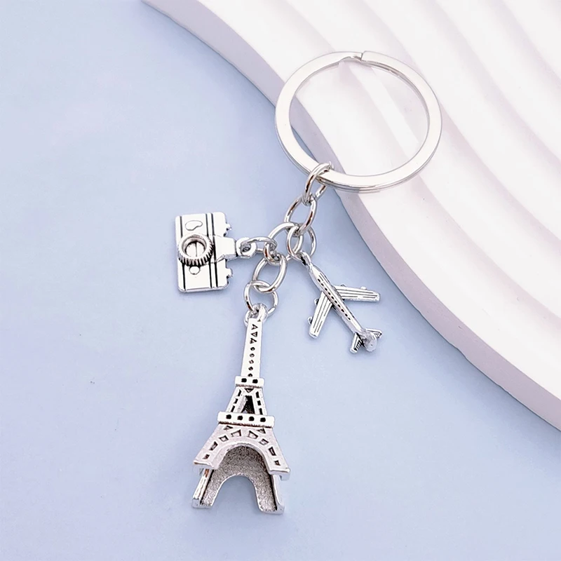 Lovely Mini Paris Eiffel Tower Keychain Aircraft Camera Bag Pendant Keyring Jewelry Gifts Travel Souvenirs Gift Accessories