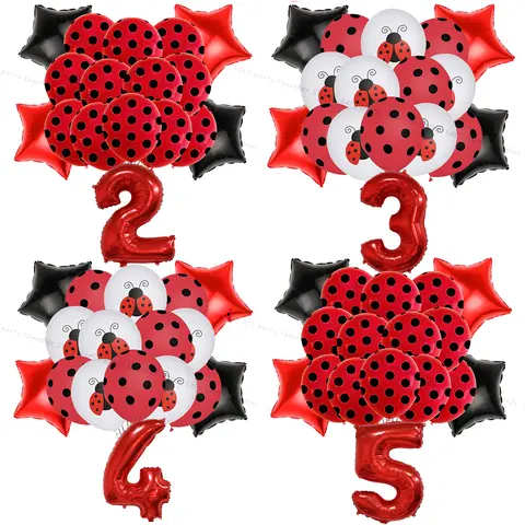 Ladybug Red Black Polka Dots Decorative Balloons Party Foil Latex Globos Girl Kid Birthday Party Supplies Festivel Wedding Gifts