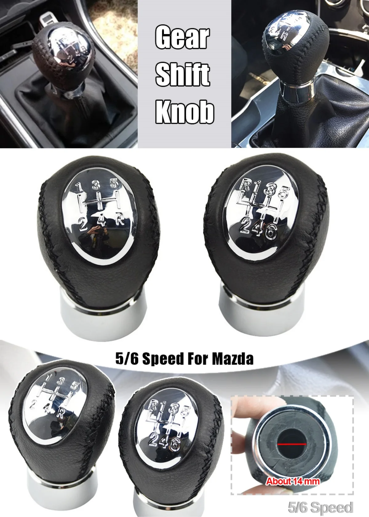 

Manual Car Hand Speed Gear Stick Shift Knob For Mazda 6 GG/GY 5 CR 3 BK 323/323F BJ MPV PREMACY CP 626 GF/GW XEDOS 6 RX-8