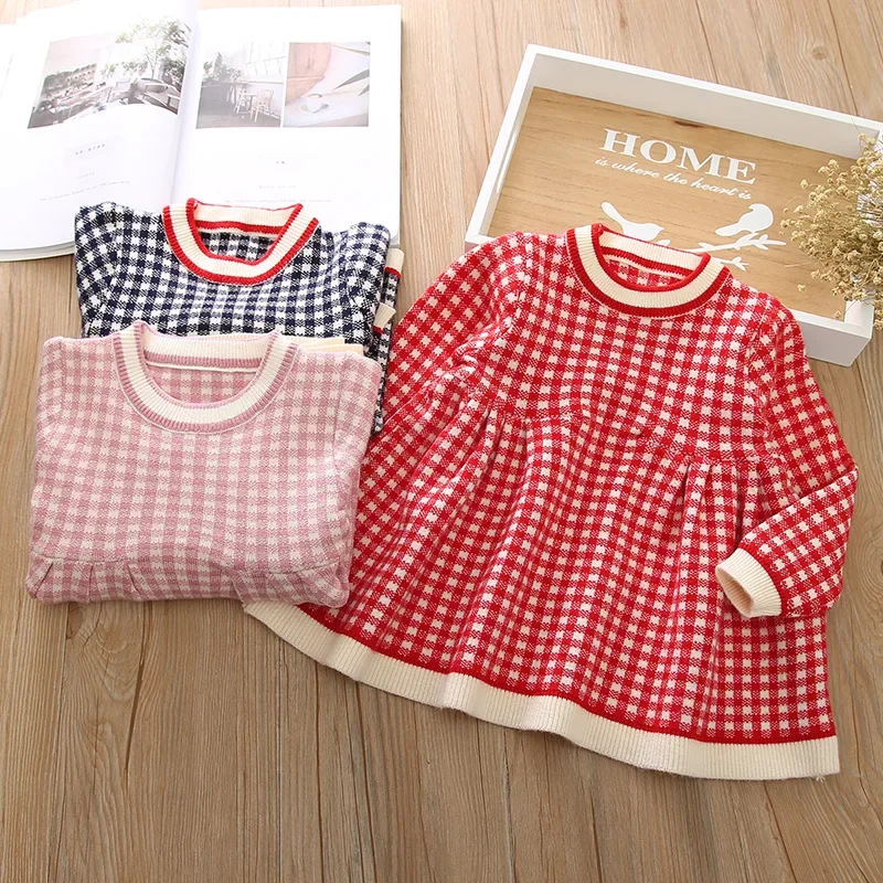 

children winter Dress for Girls baby underwear dress kids autumn knitted Clothes thick Dresses teen high quality Christmas Cloth