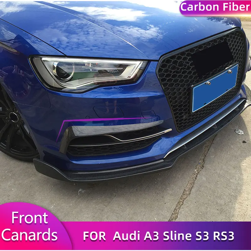 Carbon Fiber Front Bumper Canards for Audi A3 Sline S3 RS3 Sedan Convertible 2014-2016 Car Front Fog Light Cover Trims Body Kits