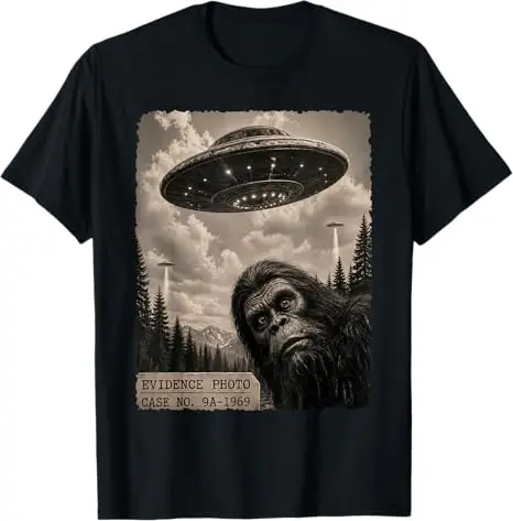 Y2K Jungenmode Lustiges Bigfoot-Grafik-T-Shirt Alien UFO Vintage Beweisfoto T-Shirt Humor UFO Sasquatch Believers Grafik-T-Shirt – Detail 12