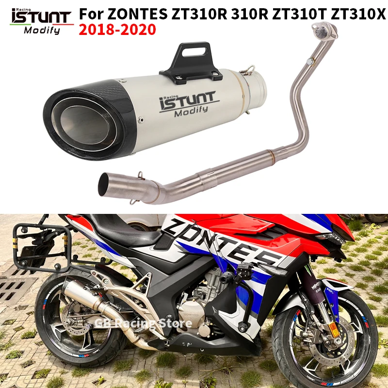 Slip For ZONTES ZT310R 310R ZT310T ZT310X 2018 2019 2022  Motorcycle Exhaust System Escape Modify Front Link Pipe Moto Muffler