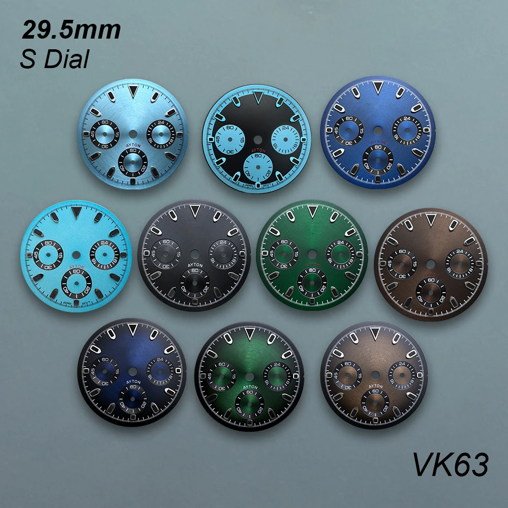 

29.5mm S Logo Panda DTN Dial Fit VK63 Quartz Movement CD Pattern High Quality Watch Modification Accessories
