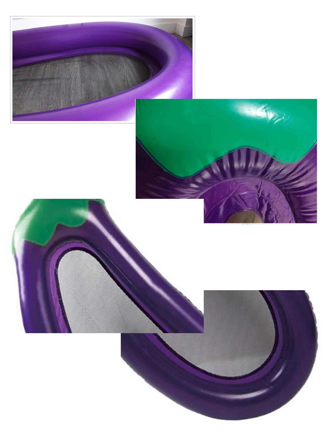 1Pcs 180cm Giant Inflatable Pool Float Eggplant Shape Mattress Swimming Circle For Adult