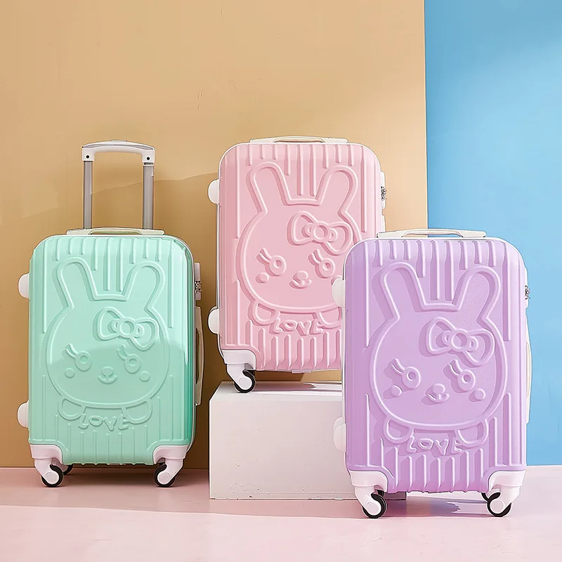 New love cartoon cat luggage female pull bar suitcase box universal wheel password travel case 20 " carry on boarding luggage