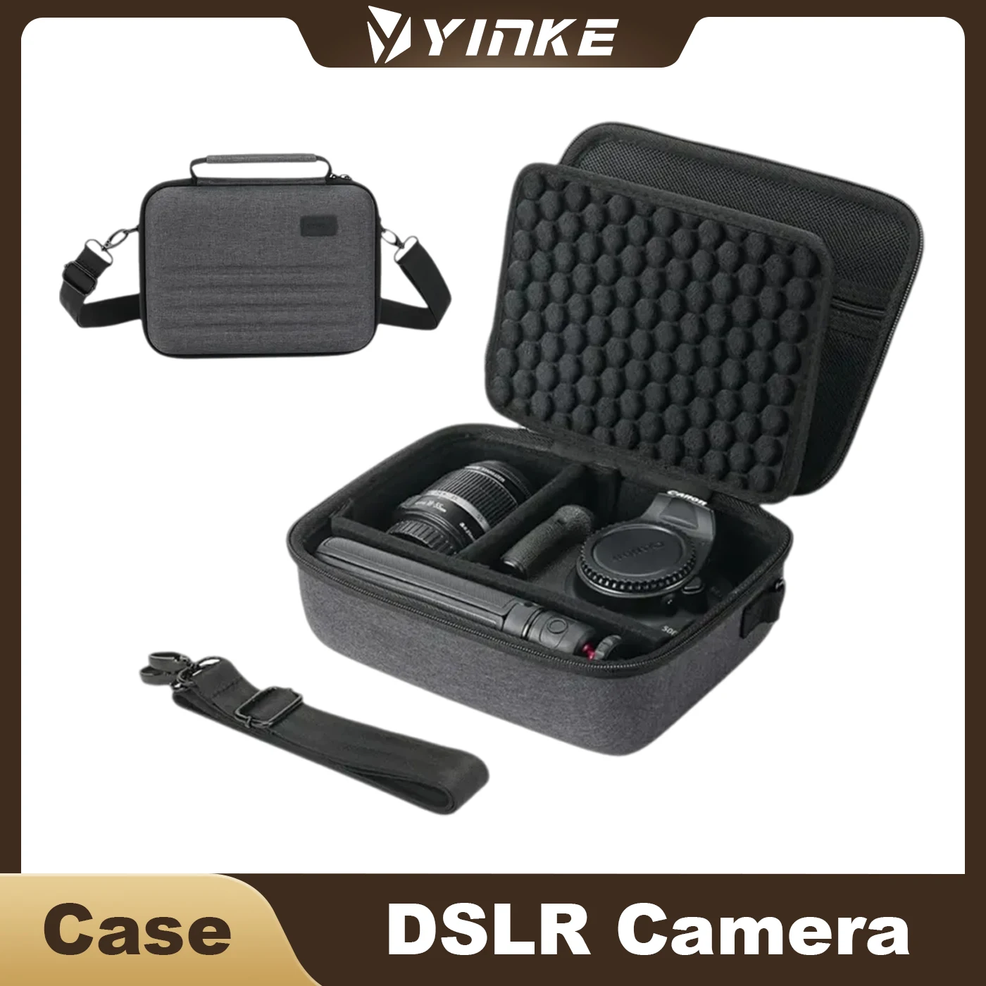 Yinke Camera Case For Canon EOS Rebel T7/R50/R100/R6 Mark II & Sony Alpha 7 IV/a6400 Water-Resistant Anti-Shock DSLR SLR Bag