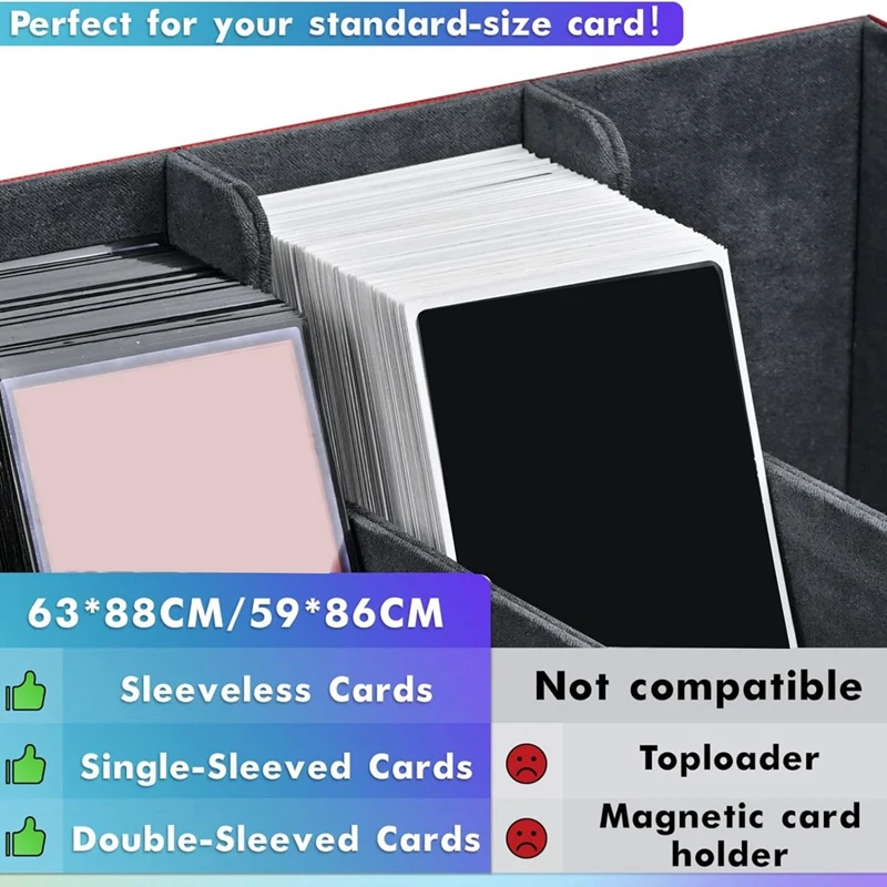 Card Storage Box For Trading Cards, Card Deck Case Holds 1800+ Single Sleeved Cards Storage Box