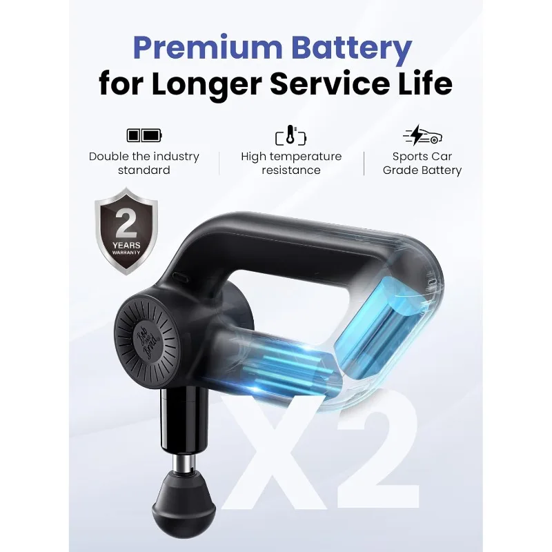 D6 Pro Plus Massage Gun with Heat, Deep Tissue Percussion with 16mm Amplitude, Professional Muscle Massager Gun for