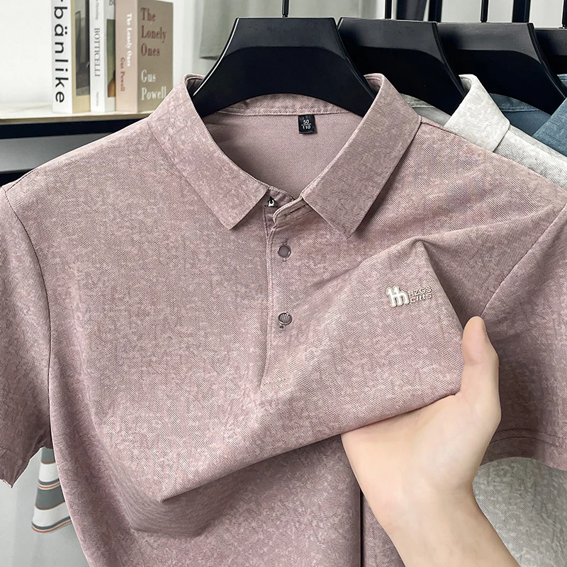 2026 New High-End Men's Notch Lapel Polo Shirts Short Sleeve Business Casual Versatile Comfort T-Shirt Top