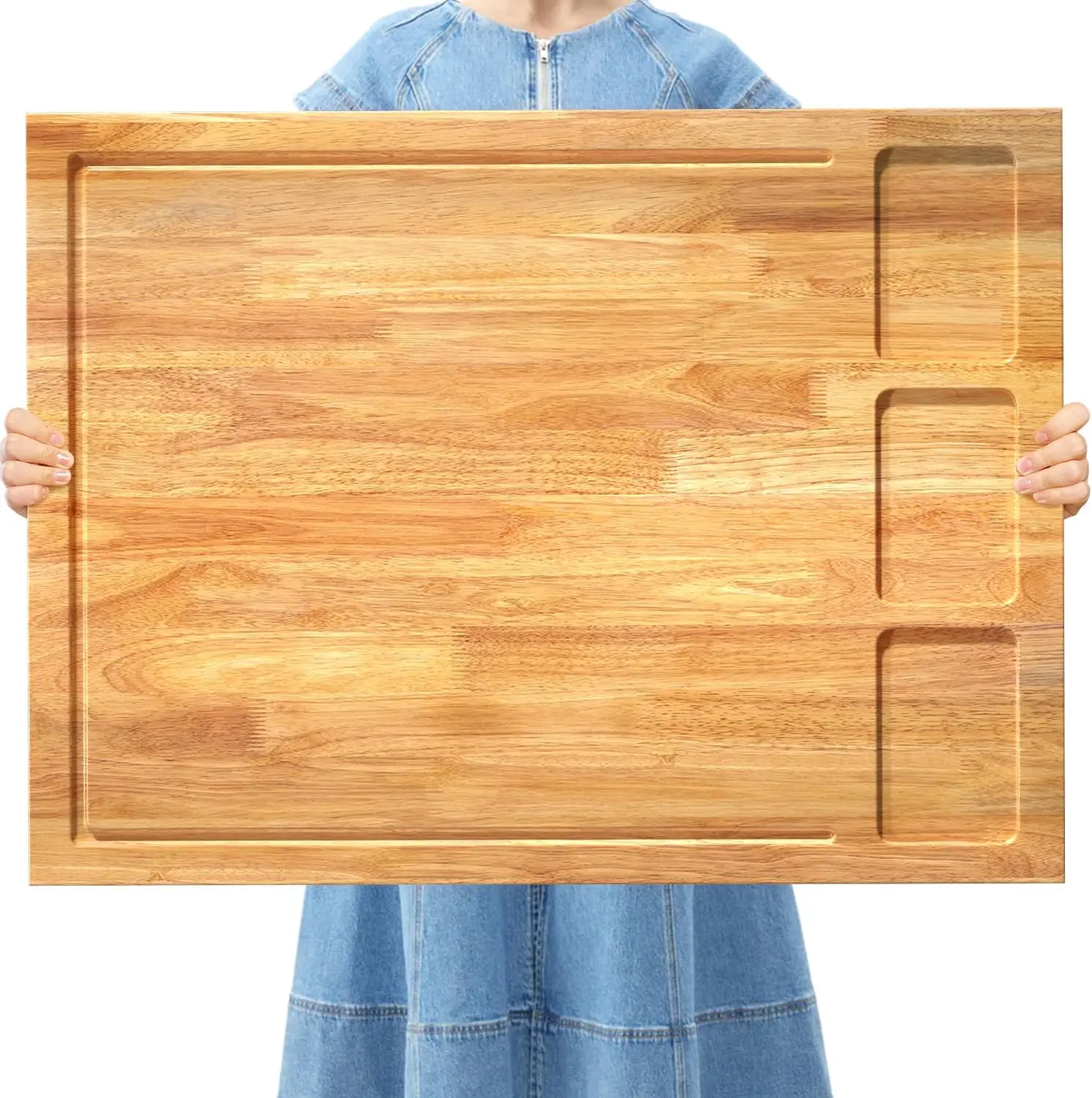 

32x23.5inches Extra Large Solid Wooden Cutting Board and Stovetop Cover, 2 in 1 Stove Top Cover Chopping Board with D h