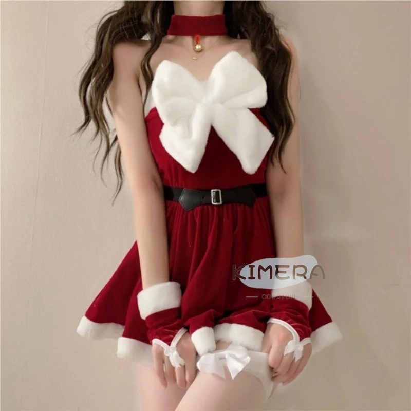 Sexy Christmas Costumes for Women Santa Claus Cosplay Holiday Party Performance Clothing Socks Uniform Live Streaming Cloth