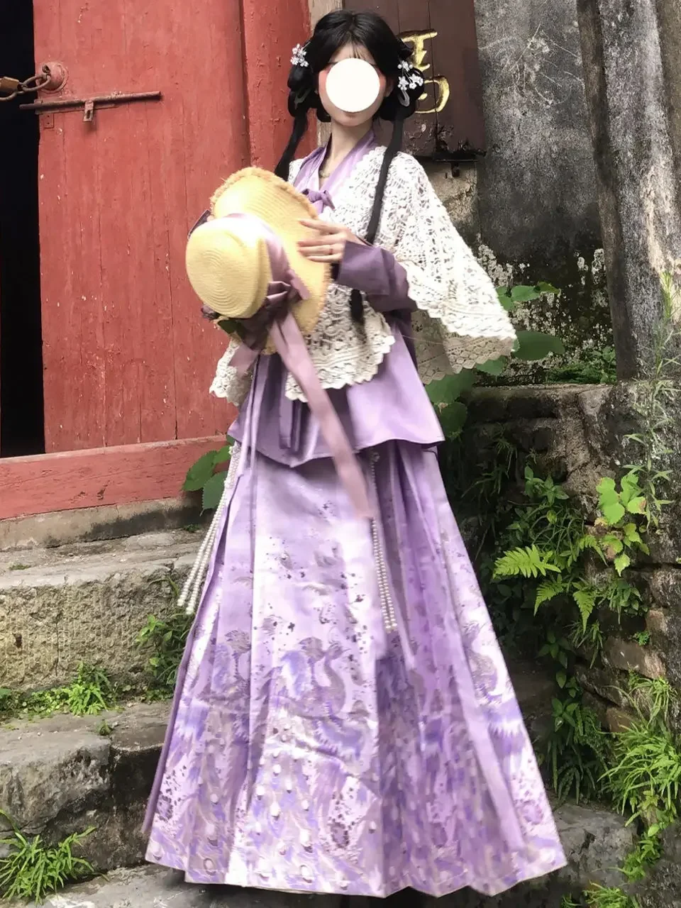 Hanfu Lolita Shan Hai Jing Han Element Фиолетовая элегантность Сочетание Hanfu и современной одежды Юбка с конским лицом Сиреневый комплект Hanfu Lolita Shan Hai Jing Han Element Фиолетовая элегантность Сочетание Hanfu и современной одежды Юбка с конским лицом Сиреневый комплект