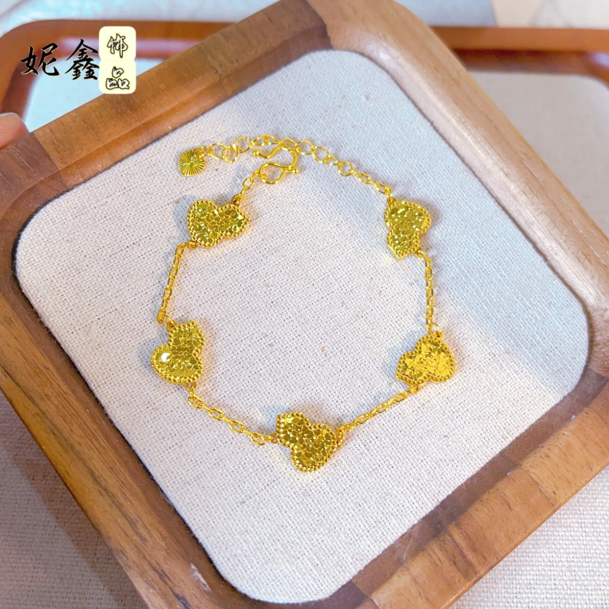 

Двусторонний браслет из золота 24K (AU999) с резным узором «ледяная трещина», женский, легкий люкс