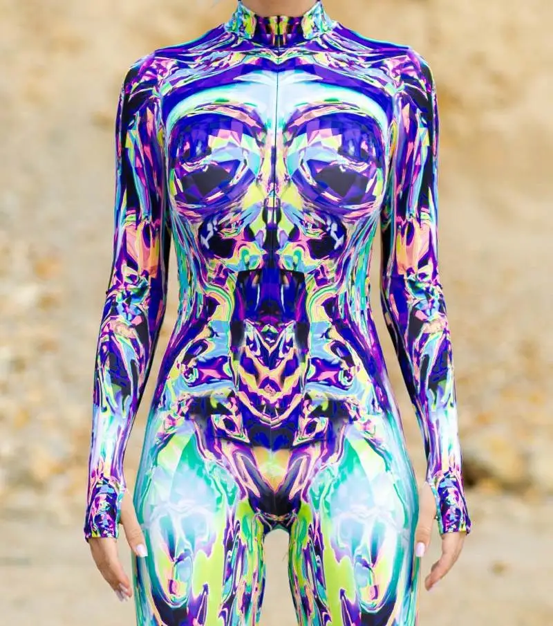Halloween Damen Cyberpunk Roter Pfauenfeder-Jumpsuit Party Rollenspiel Steampunk Halloween Festtagskostüm Stretch-Bodysuit – Detail 22