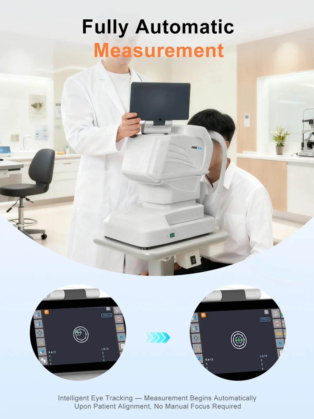 Optiek 3D Tracking Automatische Autorefractometer 9 "Touchscreen Auto Refractometer Zonder Keratometer Oog Optische Auto Refractor