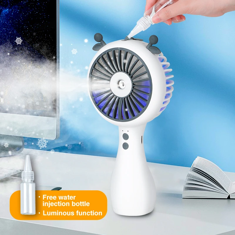 Mini ventilador eléctrico portátil de 3 velocidades, rociador de agua, nebulización, aire acondicionado USB, refrigeración inalámbrica recargable,