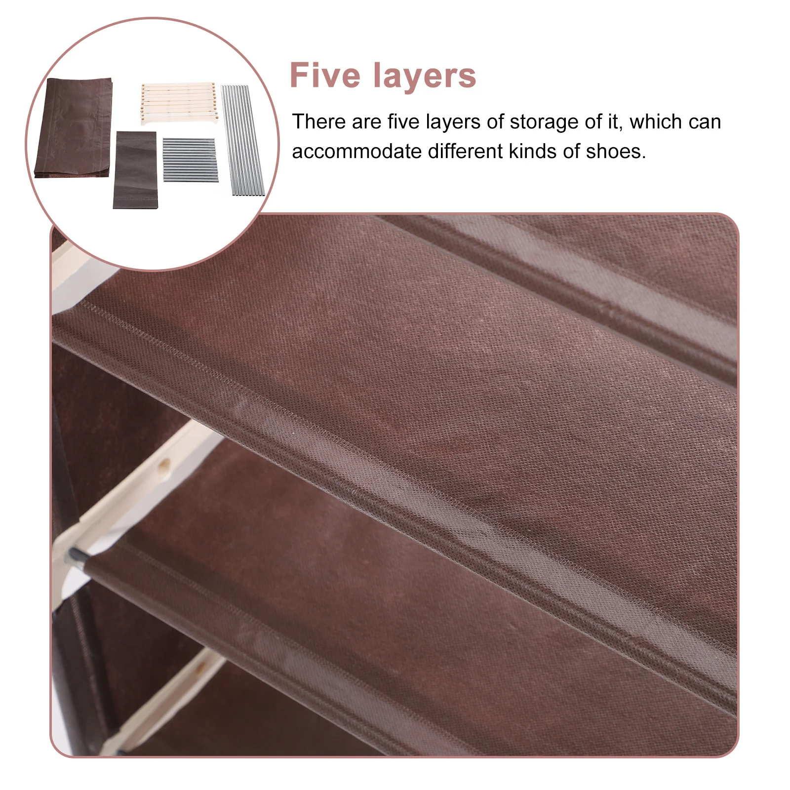 

Shoe Rack 5 Layers Stainless Steel Non Woven Shoes Storage Household Shelf Stackable Shoebox Clear Boxes Child Home Style Multi