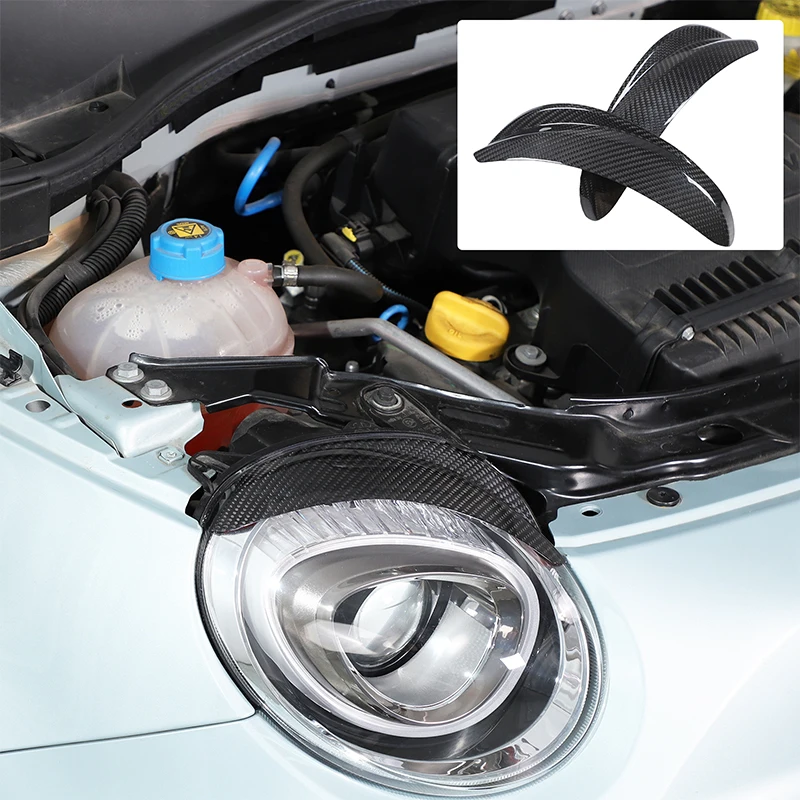 For Fiat 500 Abarth 595 2016-2025 Real Carbon Fiber Car Front Headlight Eyebrow Cover Trim Car Accessories