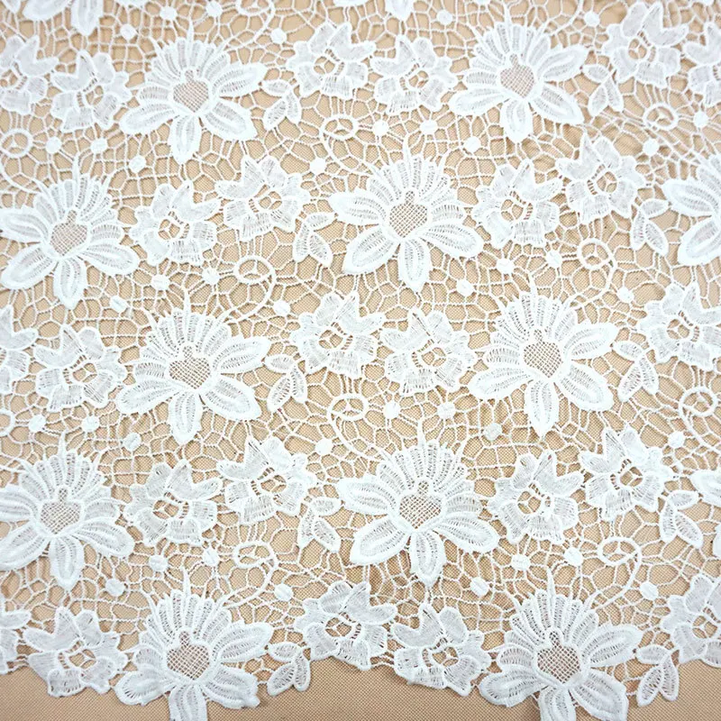 African Guipure Cord Lace Fabric High Quality Nigerian Water Soluble Lace Fabric for Party Dress Wedding Dress By The Yard