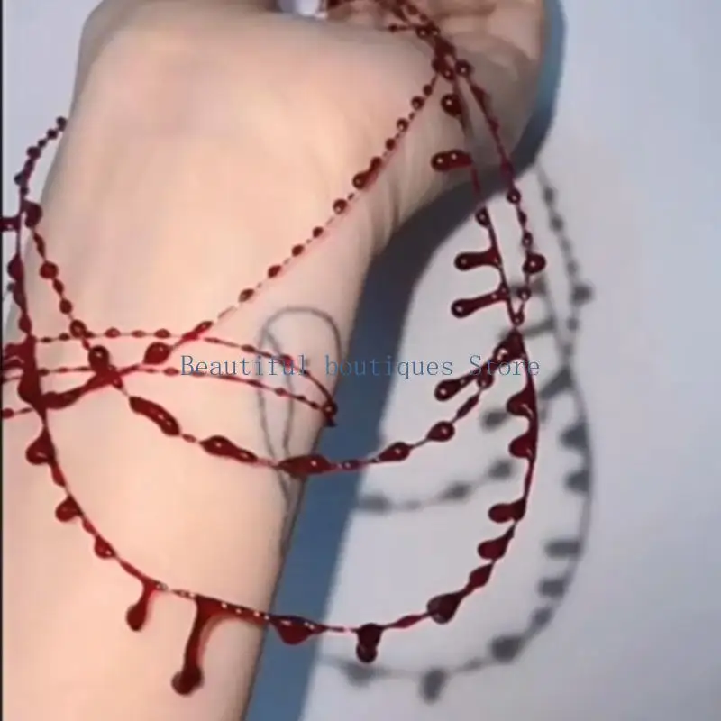 u4lf خمر تقطيع الدم قلادة الدم شخصية الدم الأحمر إسقاط سلسلة الترقوة الهيب هوب قلادة المأدبة مجوهرات مجوهرات