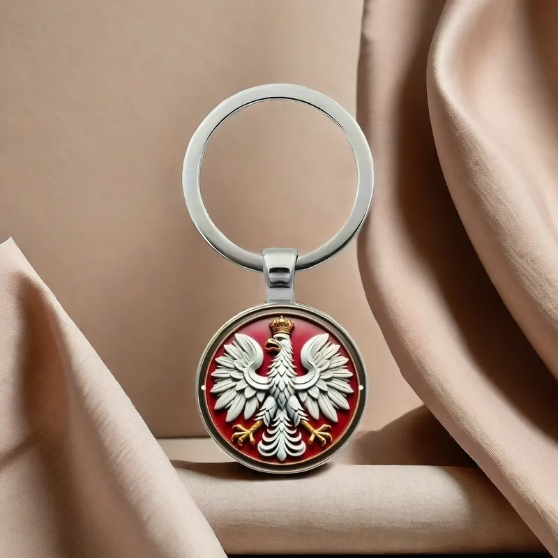 Polish keychain Glass Symbol Eagle Pendant Keychain Charms Key Chain Keyring Key Holder Jewelry Gift