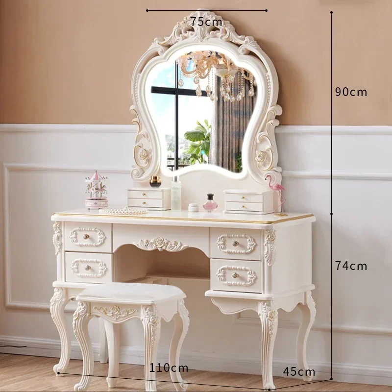 Kids Baby Wedding Dresser Table Men Beige Legs Make Up Storage Dressing Table White Drawers Penteadeiras De Maquiagem Funiture