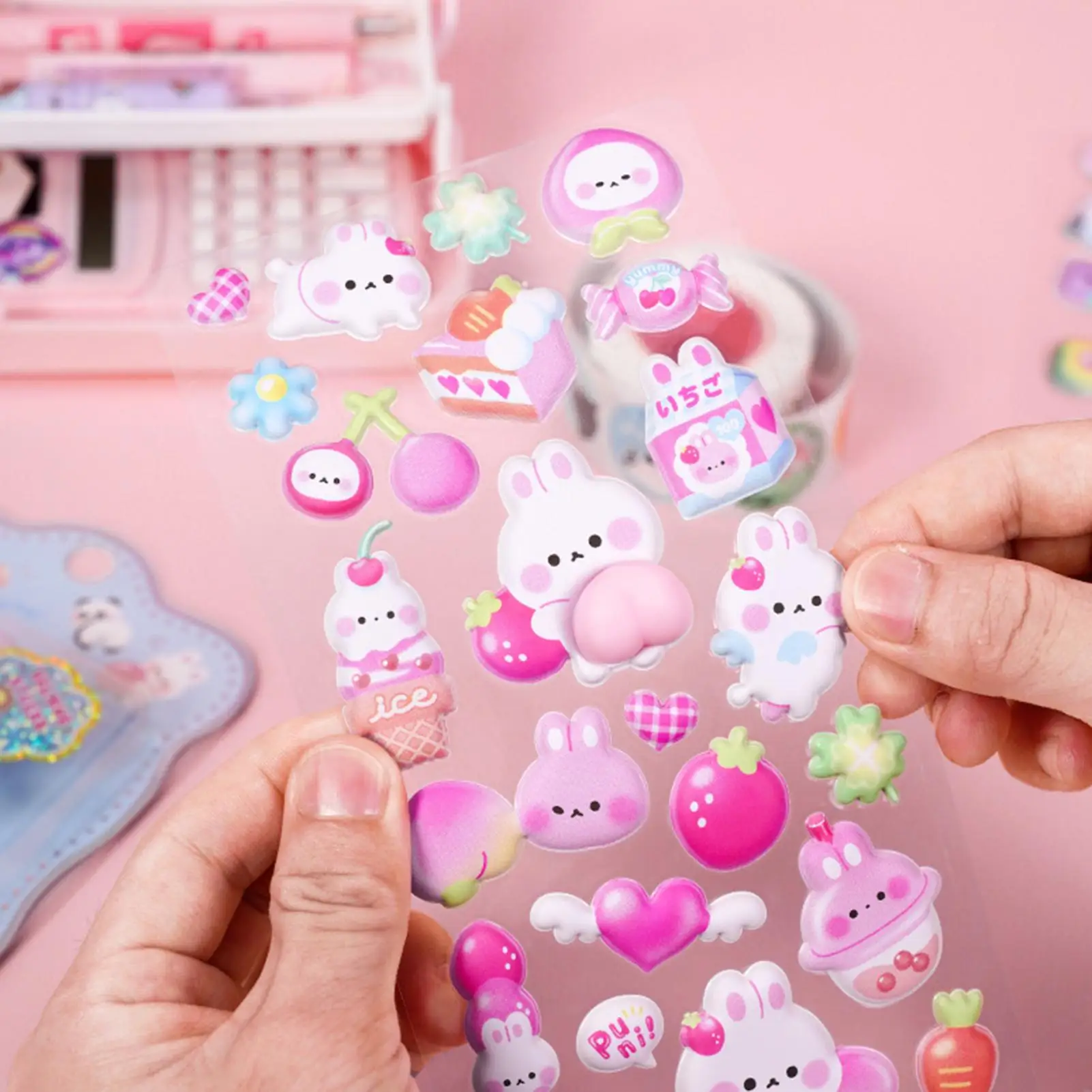 ملصقات ناعمة ثلاثية الأبعاد على شكل حيوانات قابلة لإعادة الاستخدام، ملصقات شخصية على شكل حيوانات أرنب الدب لحافظة الهاتف، مخطط سجل القصاصات