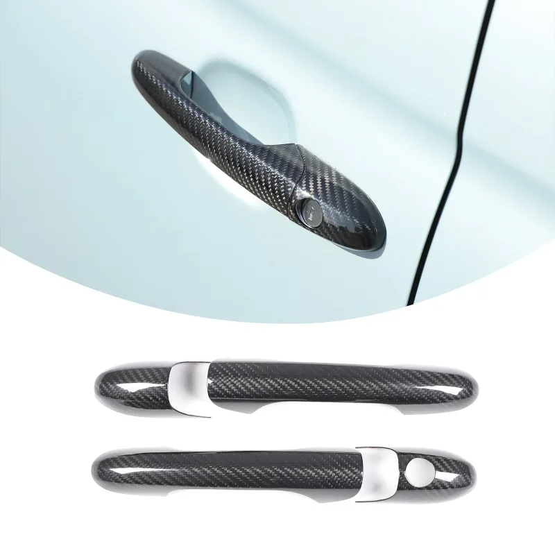 4pcs Real Carbon Fiber For 2007-2026+ Fiat 500 Exterior Door Handle Cover Handle Protective Shell  Car Exterior Accessories