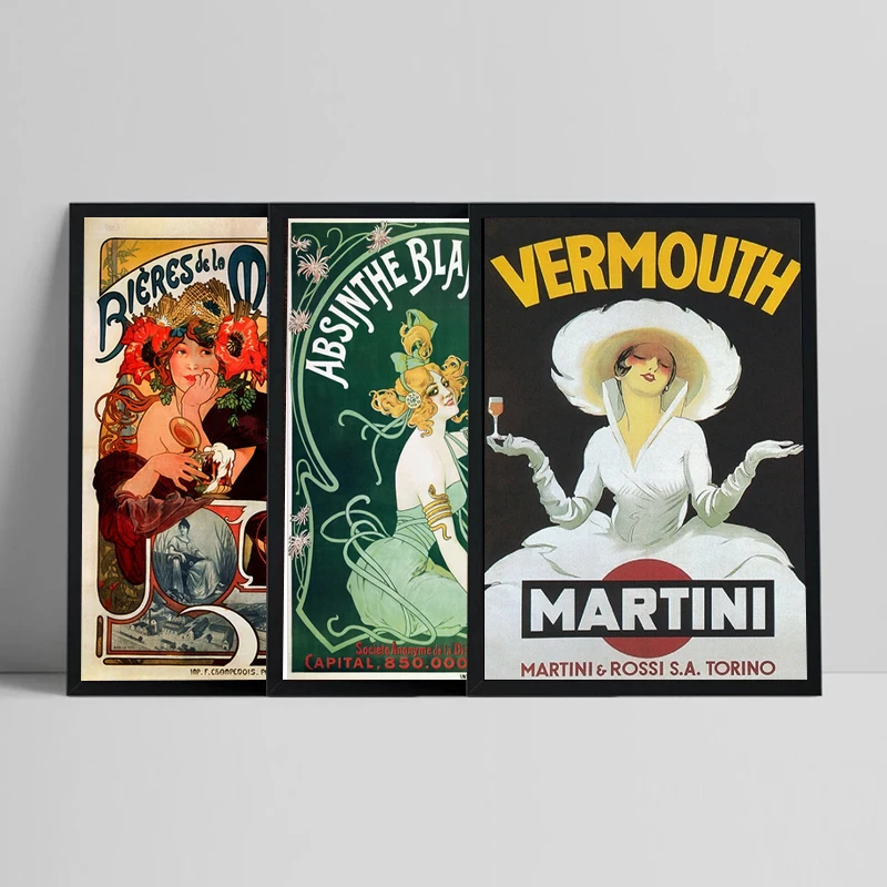 Póster de vino de Vermouth de estilo Vintage, cuadro sobre lienzo para pared Retro, impresión de bebidas, publicidad, imagen, decoración de Bar
