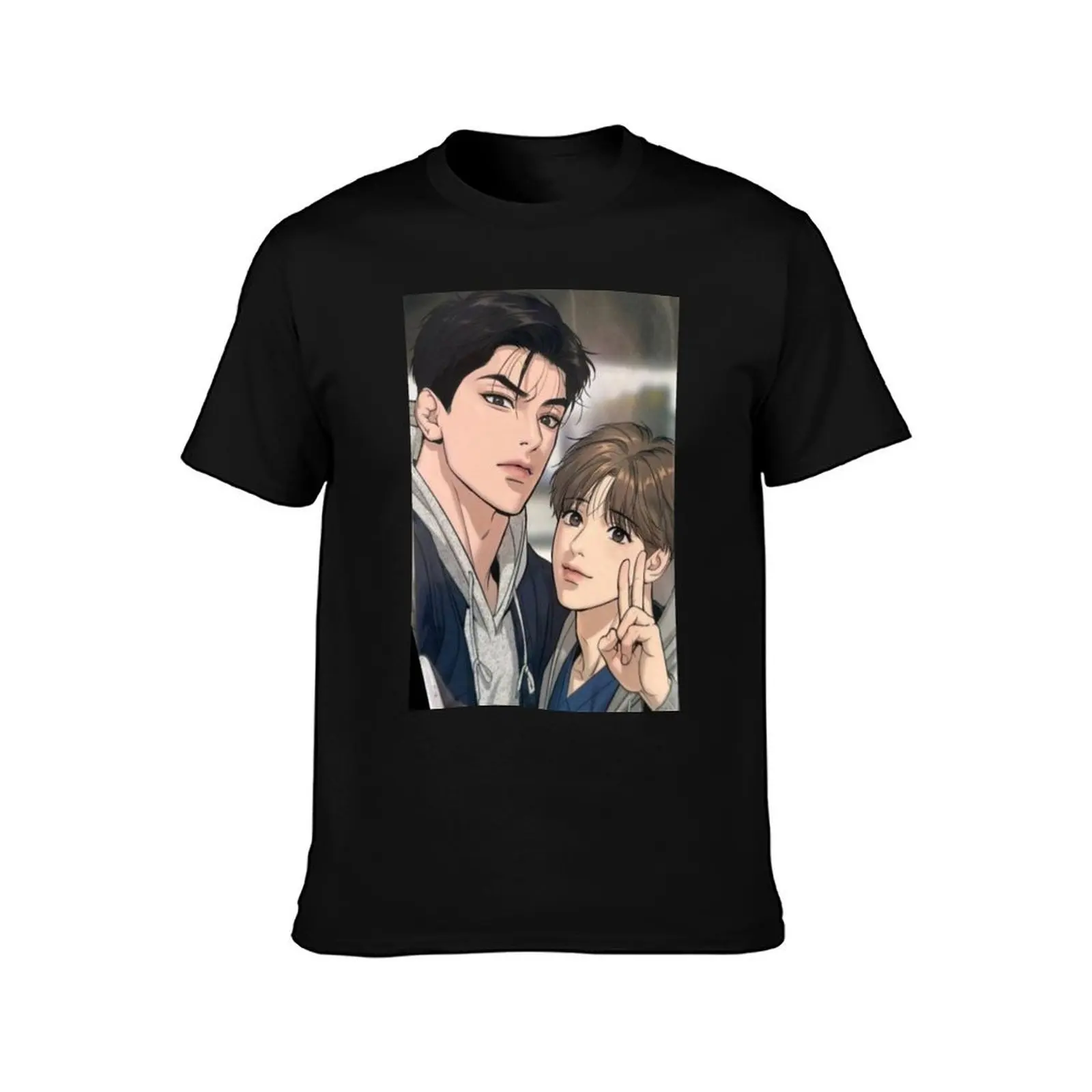 Jinx - Kim Dan & Joo Jaekyun T-Shirt Simple Solid Color Crew Neck Tee T-Shirt