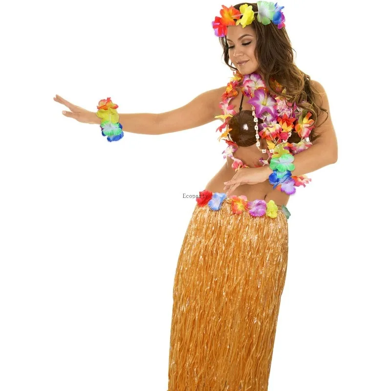 Elcoho 8 قطع تنورة العشب النظارات الشمسية Leis قلادة سوار مجموعة Luau زينة للأطفال والكبار مجموعة أزياء الهالوين