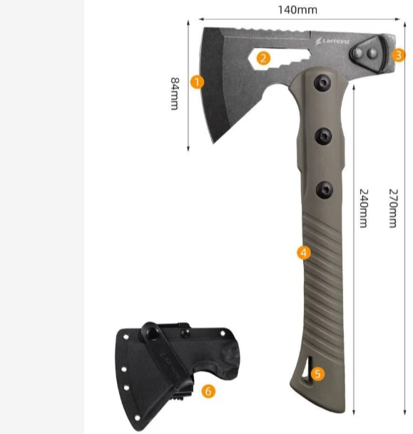 Multi Purpose Self-defense Stainless Steel Tactical Axe with Axe Cover Outdoor Lightweight Portable Emergency Equipment