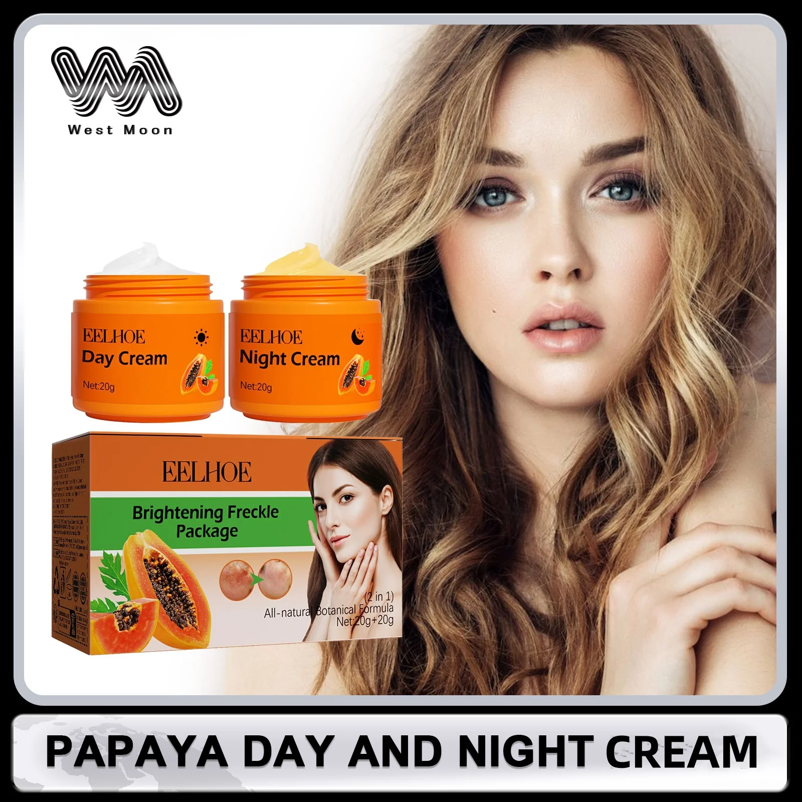 Papaya Day Night Cream for Dark Spots Remover Melanin Anti Pigmentation Cream Brightening Moisturizing Reduce Dullness Face Care