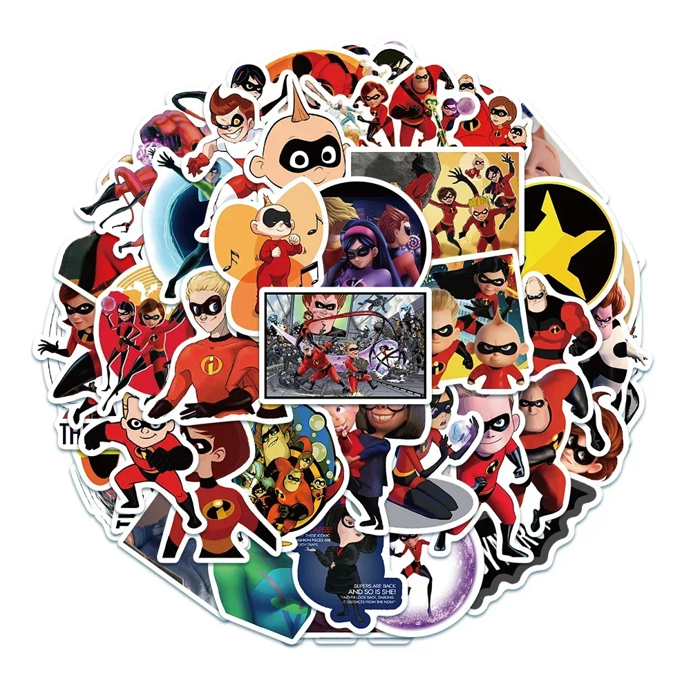 50pcs Disney Movie The Incredibles Graffiti Stickers Cool Bob Parr Cartoon Decals DIY Skateboard Car Kids Sticker Toys