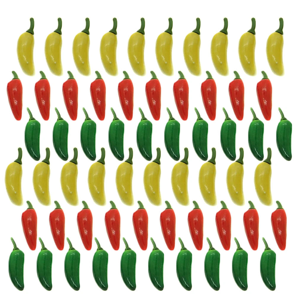 

60pcs Mini Chili Accessories Colorful Simulation Peppers For Learning Parent- Interaction Gift Bubble