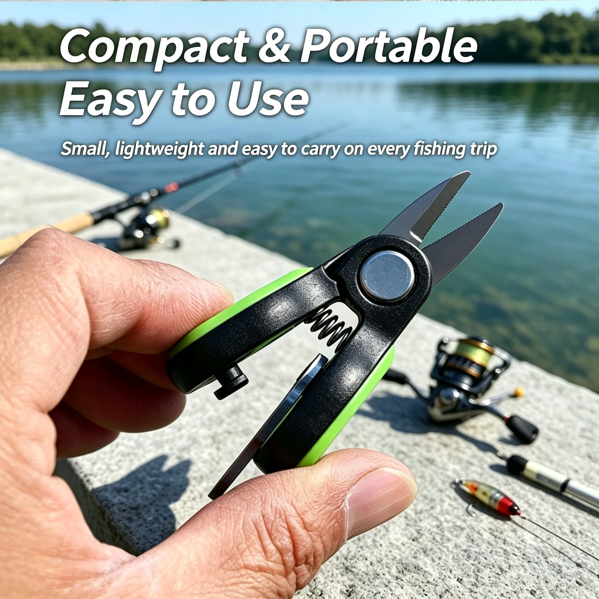 Fishing Equipment In - กรรไกรตกปลาแบบพกพา TINSOL Outdoors ทำจากสแตนเลส, กรรไกรตกปลาขนาดเล็กพร้อมใบมีดหยักสำหรับสายตกปลา PE