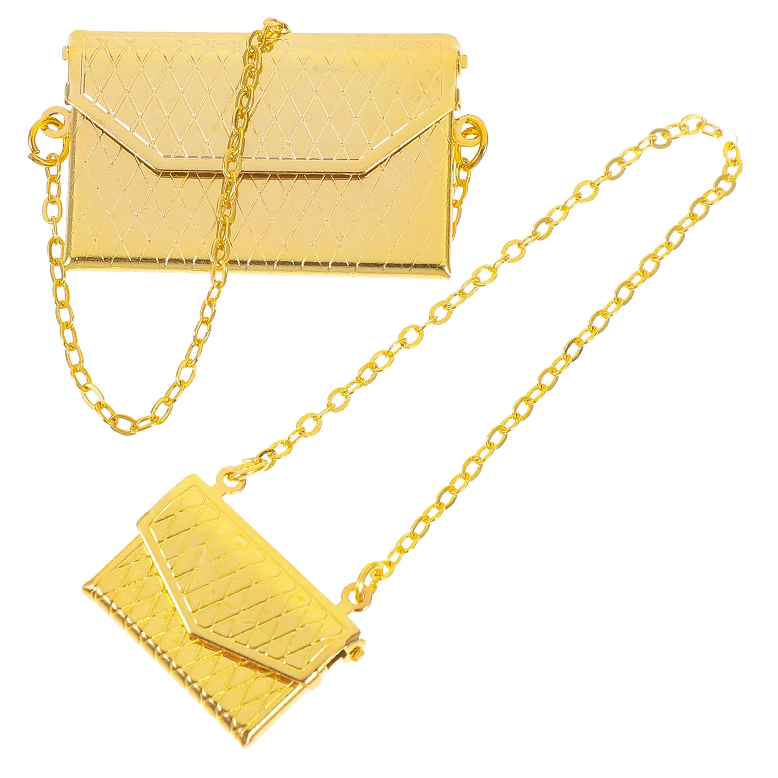 

2Pcs Miniature Single Shoulder Bag Dollhouse Decor Accessories Mini Alloy Compact Metal Bag for Mini House Scene Ornament