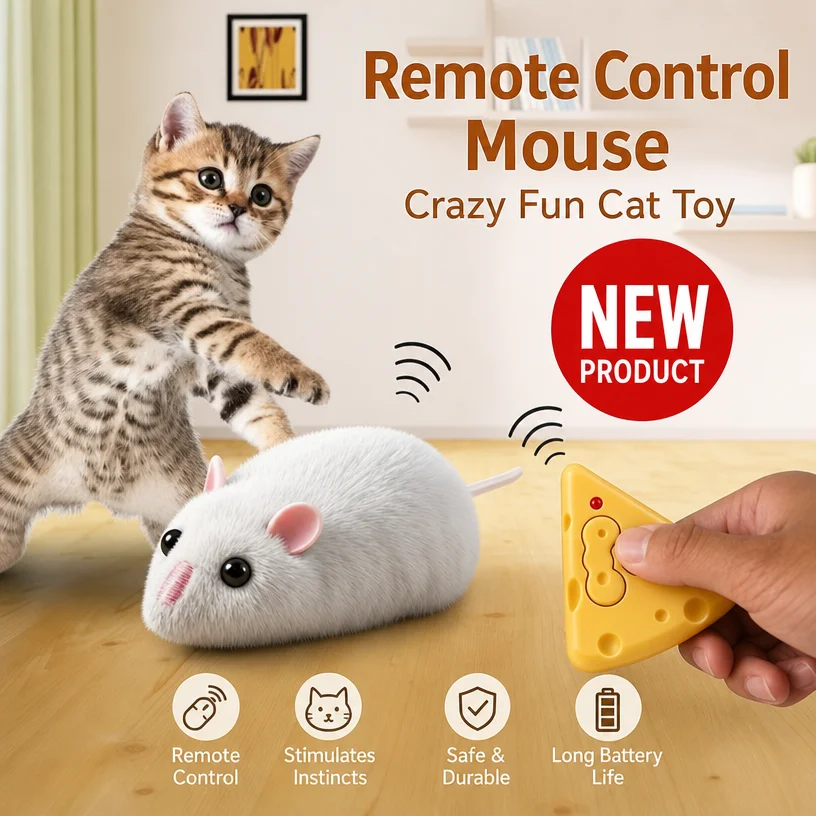 Electric RC Rat Toy, Remote Control Simulation Mouse Vehicle, Interactive Moving Animal Gift for Boys Girls Kids